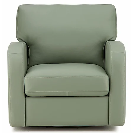 Contemporary Swivel Chair with Curved Track Arms